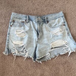 American Eagle Outfitters Light Blue Distressed Jean Shorts